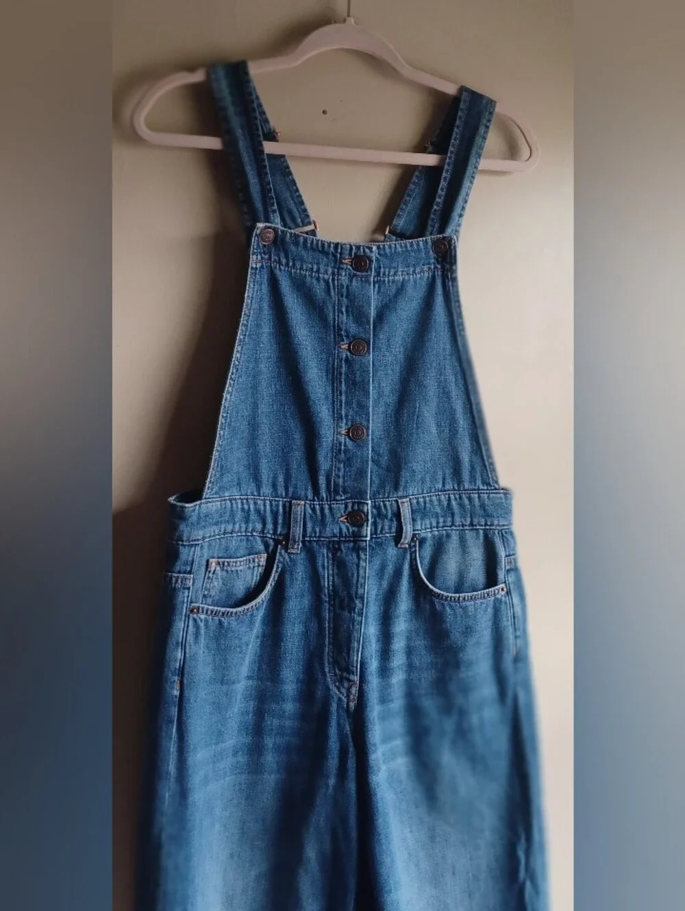 ME + EM Medium Wash Super Soft Wide Leg Overall Sz4